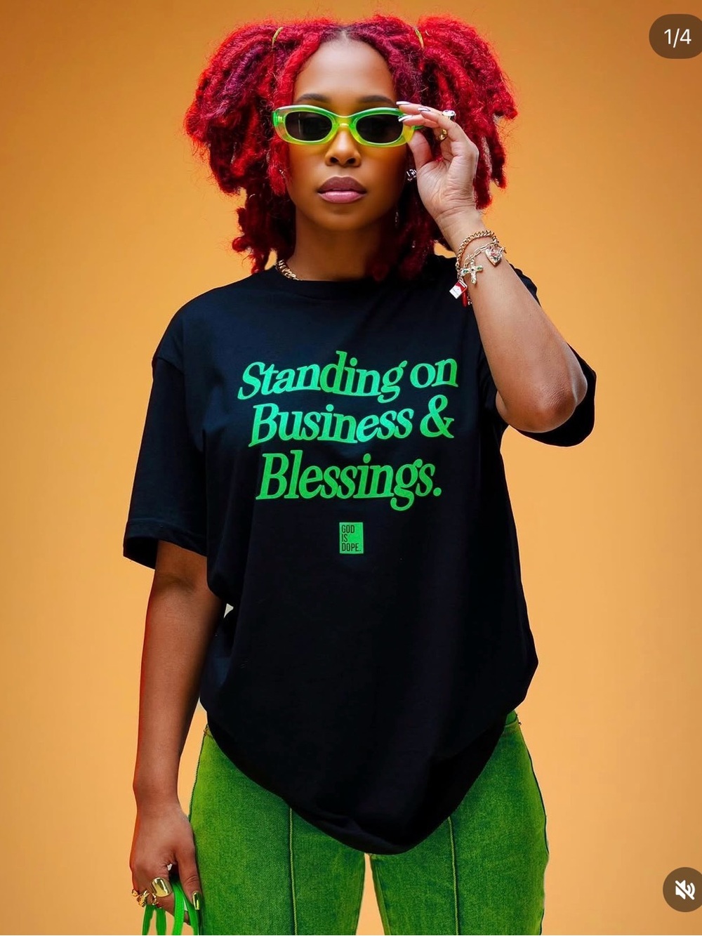 Standing On Business & Blessings Graphic Tee - Black & Green